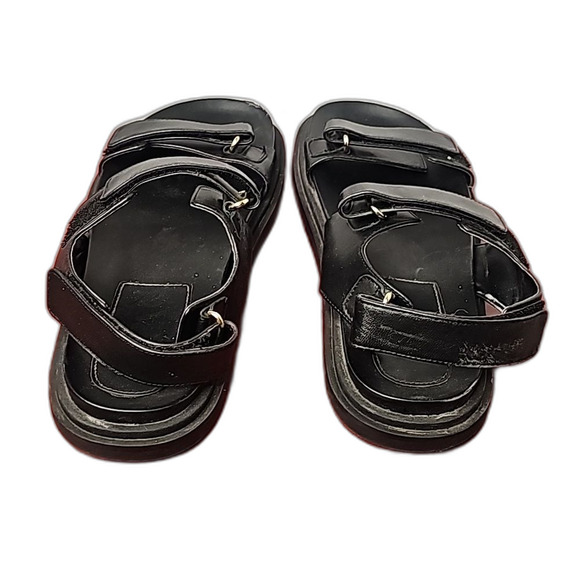 Zaba Sandals Leather Black Size 10 EU 41 Strappy Rubber Bottoms - Picture 3 of 9